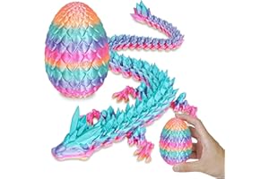 BALKWAN Surprise Dragon Egg with Dragon Inside – Gifts for Kids and Adults, 3D Printed Fidget Toy, Ideal for Christmas, Easter, Birthdays, Fun Desk Décor and Stress Relief(Rainbow, Small)