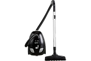 Amazon Basics Aspirapolvere con sacchetto, potente, compatto e leggero, per pavimenti duri e moquette, filtro HEPA, 700 W, 1,5 l, EU, nero