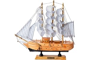 Syfunlv Nautique Maquette De Voilier,Modèle de bateau à voile en bois,Voilier en Boi Decoration,23x23cm,Fait à la main,pour Accessoires Photo et Décoration d'intérieur,Style Nordique (couleur du bois)