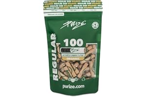 ‎PURIZE PURIZE® Aktivkohlefilter Regular Size "ORGANIC" - 100er Vorratsbeutel - Ø 9mm premium Filter - Aktivkohle auf Kokosnuss-Basis