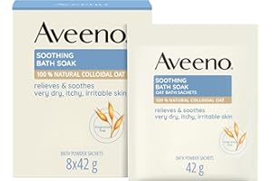Aveeno Soothing Bath Soak, with 100% Natural Colloidal Oat, Suitable for Sensitive Skin, Relieves & Soothes Very Dry, Itchy & Irritable Skin, 8x42g Powder Sachets