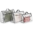 RAAHII 3 piece Dust proof foldable hanging Handbag cover storage organizer for ladies handbags, purse, Tote bag, clutch for wardrobe/closet storage with zipper. (3 piece 3 size)