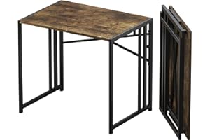 Lutown-Teen 83 cm Small Folding Computer Desk, Writing Gaming Computer Desk for Small Spaces, No Assembly Required Home Office Desk, Rustic Brown