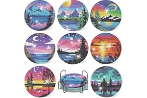 Woplagyreat Diamond Painting Dessous de Verre Peinture Diamant Sous Verre Loisirs Créatifs Adultes Diy Sous Tasse Liège Sous Verre Liege Montagne