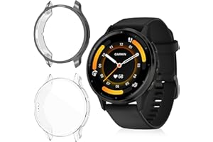 ToVioc [2 Stück] Hülle mit Schutzfolie Kompatibel mit Garmin Venu 3, Anti-Kratzfest, Vollschutz Shell, Flexible TPU Schutzhülle für Garmin Venu 3 - Schwarz & Transparent