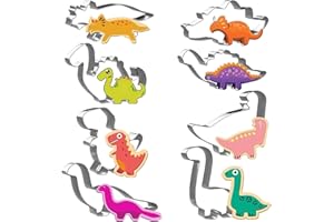 Joyoldelf Dinosaurier Ausstecher Set,Plätzchen Ausstecher, 8 Stück Keksausstecher aus Edelstahl, DIY Fondant Plätzchenausstecher Keksschneider Set für Kinder Geburtstag Dino Party Dekoration