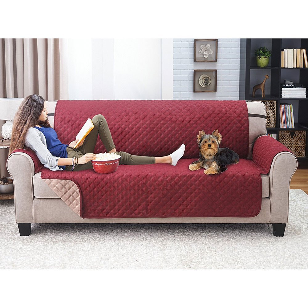 Umiwe Copridivano Tre Posti 2 Posti Fodere Saver Sofa 3 Posti Impermeabile Copri Divani Antiscivolo Poltrone Fodera Trapuntato Con Blu Marrone