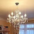 Dst Maria Theresa Crystal Chandelier, Clear K9 Crystal Glass Ceiling Light with 6 Arms, Elegant Modern Pendant Lights for Dining Room, Living Room, Hallway, Stairway, Bar Size: D60cm H60cm Chain 60cm