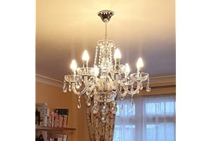 ‎A1A9 A1A9 Candlestick Kristall-Kronleuchter, klare K9 Kristallglas-Deckenleuchte mit 6 Leuchten für Esszimmer, Wohnzimmer, Flur, Treppenhaus, Größe: D60cm H60cm Kette 60cm