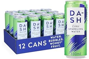 Dash Water Lime - 12 x Lime Flavoured Sparkling Spring Water - NO Sugar, NO Sweetener, NO Calories - Infused with Wonky Fruit (12 x 330ml cans)