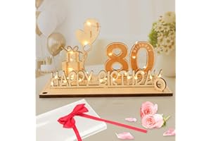 80th Birthday Gifts for Women Men, Seutgjie 80th Birthday Decorations with LED Fairy Lights Bow Knot and Gift Paper for 80 Years Women Men for Wedding Anniversary Table Decoration