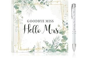 HOWAF JGA Gästebuch Bride Ratschlagbuch Hochzeit Gästebuch Goodbye Miss Hello Mrs Fotobuch JGA Erinnerungsbuch JGA Buch für Junggesellinnenabschied Frauen Brautparty, 32 Seiten, Eukalyptus
