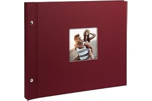 goldbuch 28972 Bella Vista, album na zdjęcia z okienkiem, 39 x 31 cm, album fotograficzny z 40 czarnymi stronami z przekładkami pergaminowymi, możliwość rozszerzenia albumu, fotoksiążka z lnu, bordowa