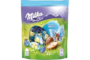 Milka - Bonbons Fourrés Chocolat au Lait Confetti - Œufs en Chocolat de Pâques - Au Lait du Pays Alpin - Cacao 100% Durable - 1 Sachet (86 g)