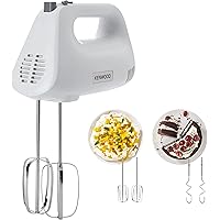 Kenwood Hand Mixer,Electric Whisk, 5 Speeds, Stainless Steel Kneaders and Beaters for Durability and Strength, 450 W, HMP30.A