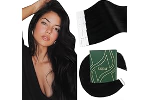 Ugeat Extension Capelli Veri Biadesive Neri, 45 cm 20pz 50grammi, Extension Capelli Biadesive Veri Nero, Remy Lisci Naturali Invisibili, Reali Umani Tape in