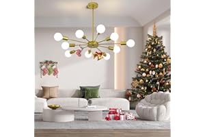 ‎JIINOO JIINOO Unterputz Kronleuchter, Moderne Gold Kronleuchter,10 Licht E27 Basis Industrie pendelleuchten Leuchte für Schlafzimmer Wohnzimmer Küche Bauernhaus Kunstausstellungshalle