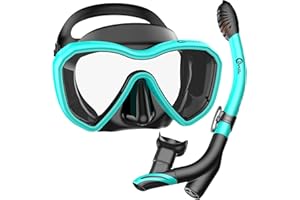 Dorlle Snorkel Set, Improved Panorama Snorkel Mask, Waterproof Diving Mask, Anti-Fog, Anti-Leak, Tempered Glass, with 3-Channel Premium Dry Snorkel for Adults