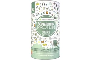 VOLKSSHAKE BIO Protein vegan | DE-ÖKO-006 | 10 pflanzliche Proteinquellen | Ohne Süßungsmittel | Ohne Soja & Gluten | Premiumqualität vom Bodensee | Made in Germany (1000g, Natur)