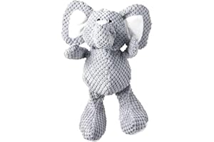 LANTRO JS - Juguetes de peluche para perros con chirriador, elefante de 8 pulgadas con malla interior de poliéster, juguete de peluche duradero y bonito para masticar para cachorros y perros medianos