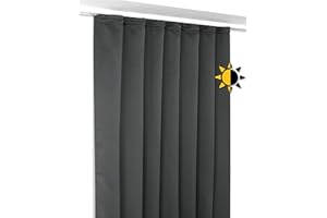 BEAUTEX Verdunkelungsgardine mit Kräuselband U-Band, Blackout Vorhang Blickdicht abdunkelnd, Größe und Farbe wählbar (Breite 140 cm. Höhe 145 cm, Dunkelgrau)