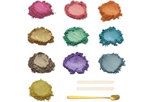 Canollo Epoxidharz Farbe Mica Pulver, 10 Farbe × 3g Farbpigmente für Gießpulver, Perlglanz Epoxidharz Pigment für Seifenfarbe, Kerze, Schmuckherstellung, Kosmetischer, Nagellack, Badebomben, Malerei
