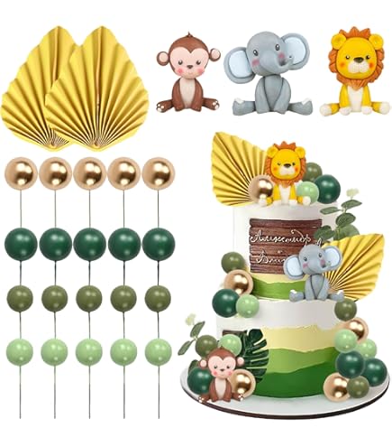 22 stuks taartdecoratie voor kinderen van 8 jaar, verjaardag, taartdecoratie, dierentuin, taartdecoratie, dieren, Happy Birthday, safaridierentuin, jungle, taartdecoratie, taartdecoratie voor meisjes
