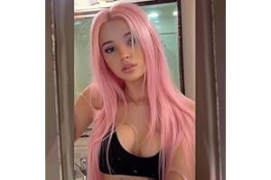 BERRYLION Long Straight Wig for Women - Synthetic Wigs for Black Women, 28inch (Pink)