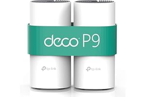 TP-Link Deco P9 PLC Wi-Fi Mesh Híbrido con Powerline, Adecuado para Paredes Gruesas, Powerline AV1000 + WiFi AC1200, Cobertura de hasta 370 ㎡, 2 x Puerto Gigabit, CPU Qualcomm