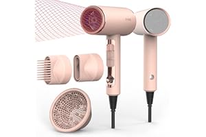 FUNTIN 2200W Hair Dryer with Diffuser Brush Nozzle Ionic Blow Dryer Powerful Baby Pink