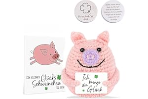 LEOEASIY Positive Geschenke Schwein,Pocket Hug Glücksschweinchen,Gute Besserung Geschenke,Glücksbringer Prüfung,Kreative Strickwolle Minischwein Puppe und Kleine Umarmung Glücksbringer (Silber)