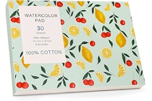 WSICSE Watercolour Paper Pad 300GSM, A5 Cotton Watercolour Sketchbook 30 Sheets Cold Press Water Colour Paper for Artist Student, Art Painting Drawing Mixed Media