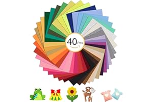 QUOTRE 40 Farben Filzstoff, 15 x 15cm Bastelfilz Farbig Filz Blätter, Polyester Felt Fabric Filzplatten, Kinder Vliesstoff Stoff Filzplatten zum DIY Handwerk Nähen Manual Decoration (40 Farben)