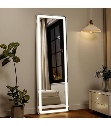 thumbnail: SONNI Staande LED Spiegel Met Verlichting – 160 X 60 Cm, 3 Kleuren Licht, Dimbaar, Met Stopcontact En Standaard