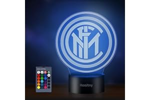 HooJtny Lampada Fc Internazionale Milano, Inter Calcio Luce Notturna 3D Led, 16 Colori USB Ricaricabile, Regalo per Bambini