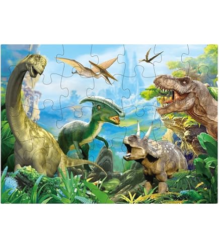 Crocodile Creek Dino World Puzzle – 50 Teile, In Metalldose, Buntes Kinderpuzzle Ab 3 Jahren