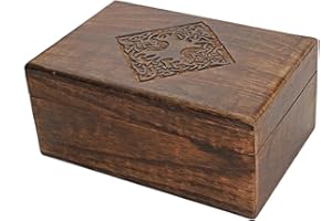 Store Indya, Land-Art-Holzschmuck Schmuckschachtel Keepsake-Speicher-Organisator mit Hand geschnitzte Keltischer Entwurf