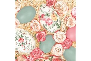 Maki 3-Ply Tissue Easter Paper Napkins Decorative Serviettes for Decoupage 33cm x 33cm (Pack of 20) (Roses with Decoupage Eggs)