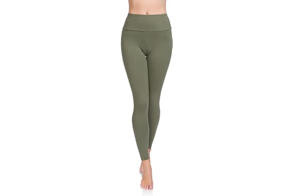 SOFTSAIL Leggings 95% Coton Leggings pour Femmes Taille Haute Longueur Totale Contrôle du Ventre Legging Pantalons Extensibles Temps Libre Relaxation Marche