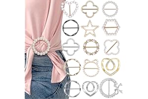 Azttior 15 Piezas Broches para Ropa Mujer, Clip para Camisas Mujer, Broche PañUelo & Broches Modernos, Multifuncionales Clip Cinch para Camisetas & Hebillas para Cinturones, Ajusta Prendas Holgadas