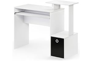 Furinno Econ Scrivania Multiuso per Computer con ripiano, Legno, Bianco/Nero, 40.01 x 40.01 x 86.61 cm