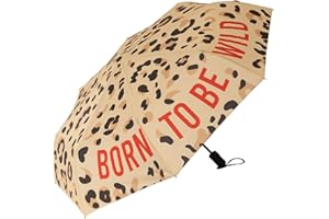 Fisura – Original Faltregenschirm “born to be wild” Leopardenmuster. Automatischer Frauenregenschirm in kleiner Größe. Reisegröße. Windfest. 96 cm Durchmesser geöffnet.
