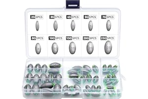 RUNYU 50 Pièces Plomb Peche, Plomb de Pêche Plombs Split Shot Amovibles avec Boîte de Rangement pour la Pêche en Plein Air (2g/3g/4g/5g/7g/8g/10g/15g/20g/25g)
