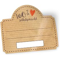 Itenga 50x Etiketten "selbstgemacht Mit Liebe" Aufkleber Rund 4cm - Für Marmelade, Eingemachtes & Geschenke