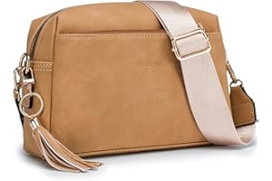 Roulens Piccola Borsa a Tracolla Donna con 3 Scomparti Capienti,Borsa Mano PU Pelle Messenger Crossbody Bag,Borsa a Spalla con Tracolla Ampia Regolabile e Rimovibile
