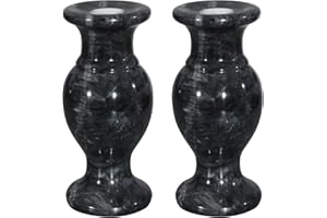 AOFOX Vase de cimetière, Vase en marbre Naturel intérieur extérieur Vase avec Trou de Drainage pour la décoration de Tombe commémorative de cimetière (2)