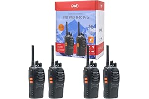 Paquet 4 radios Portables PNI PMR R40 Pro Piles, chargeurs et écouteurs Inclus