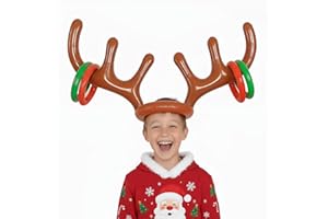 AONAT Corna Cervo Gonfiabile Set, Gioco di Lancio Gonfiabili di Natale, Cappello gonfiabile con corna di renna, per divertimento natalizio in famiglia e feste di Natale, giochi divertenti di Natales