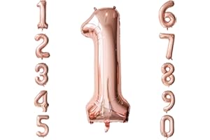Ousuga Or Rose Numbre 1 Ballon Filles Anniversaire Fête Décoration Anniversaire Mariage Fiançailles Saint Valentin, 40 Pouces Grands Ballons Géant Autogonflants Hélium Mylar (1)