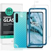 Ibywind 2 Pieces Screen Protector for OnePlus Nord with Camera Lens Protector, Back Carbon Fiber Protective Sticker, Includin
